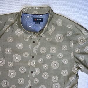 Cova Mens Green Button Up Shirt Size 2XL circles Hawaiian